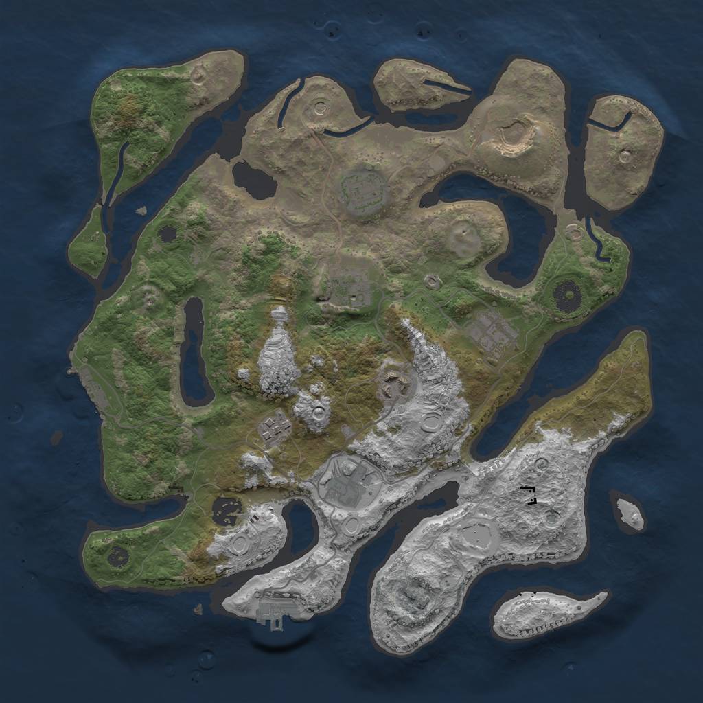 Rust Map: Procedural Map, Size: 3500, Seed: 1874475003, 16 Monuments