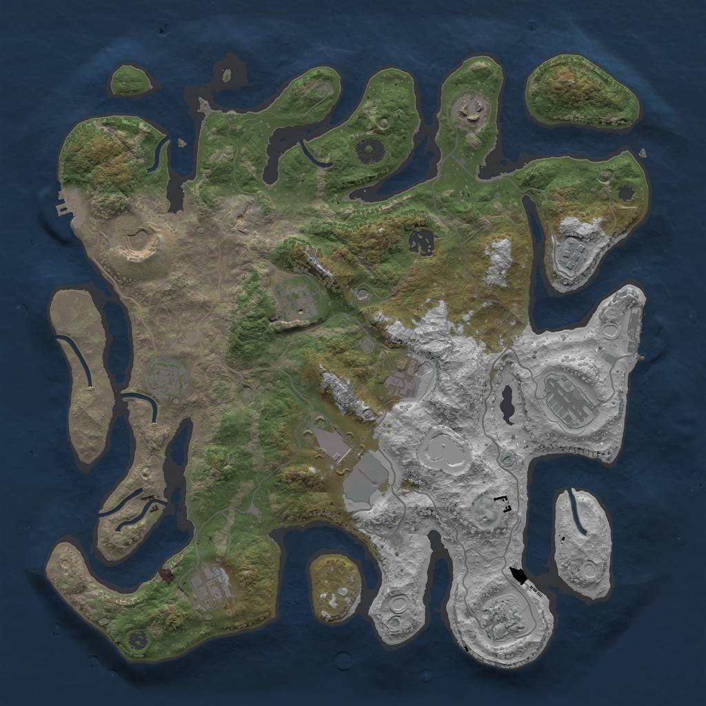 Rust Map: Procedural Map, Size: 3900, Seed: 1717664936, 19 Monuments