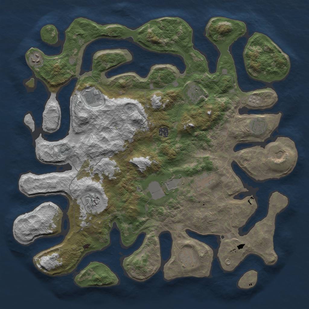 Rust Map: Barren, Size: 4500, Seed: 41009, 14 Monuments