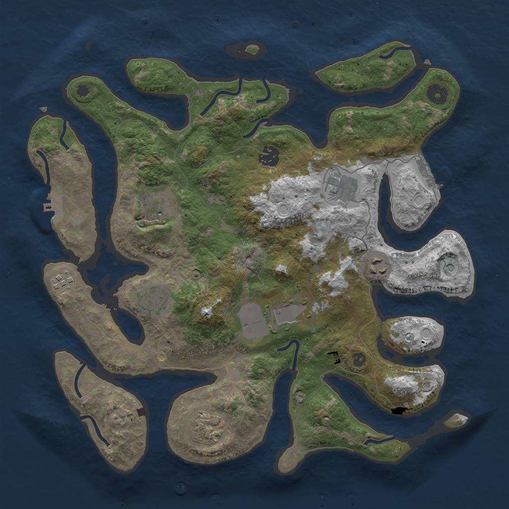 Rust Map: Procedural Map, Size: 3700, Seed: 1003958179, 16 Monuments