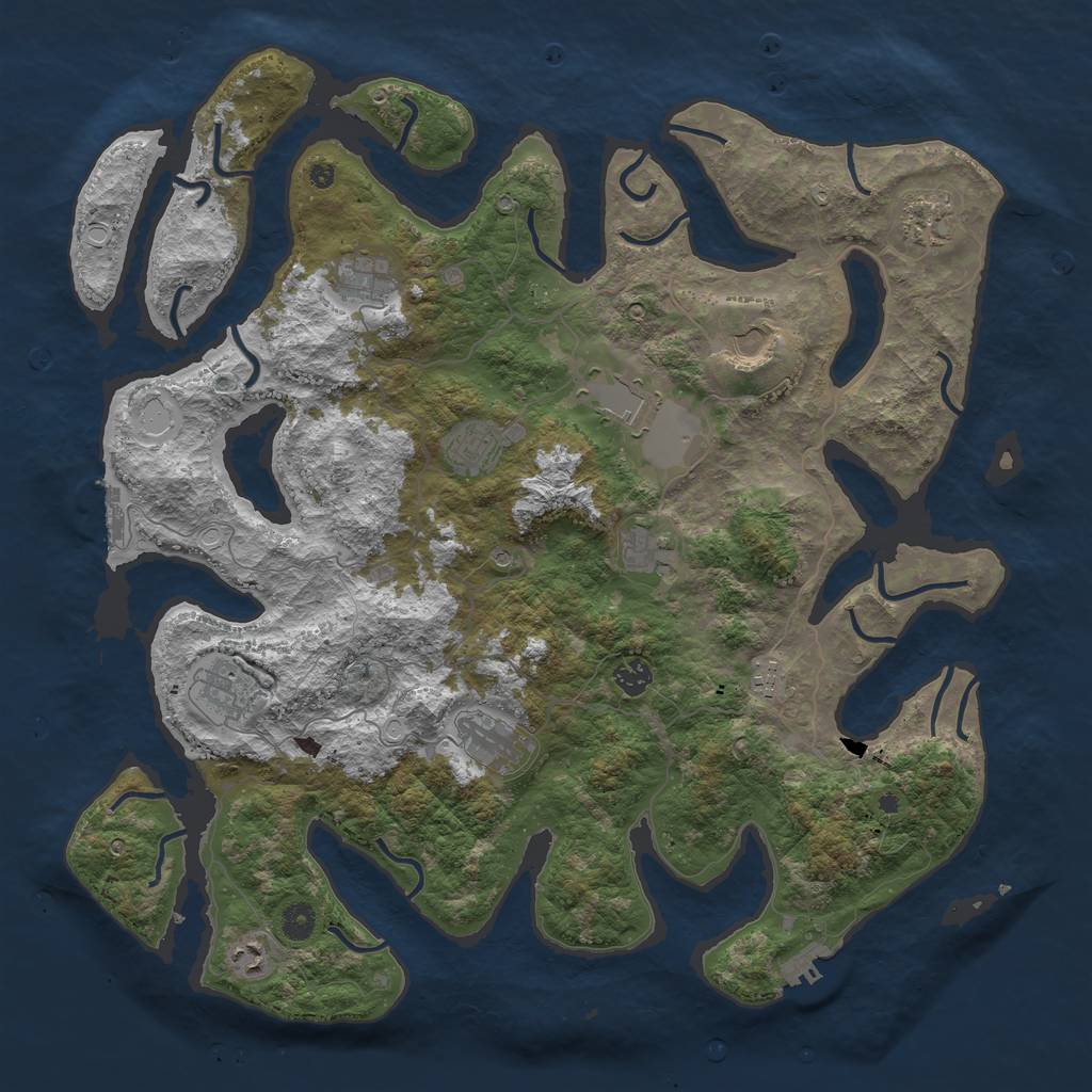 Rust Map: Procedural Map, Size: 4500, Seed: 908970783, 19 Monuments