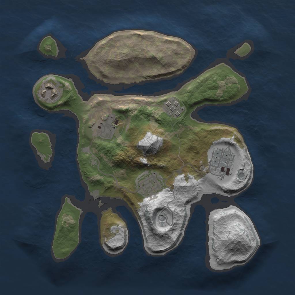 Rust Map: Barren, Size: 2500, Seed: 127817, 8 Monuments