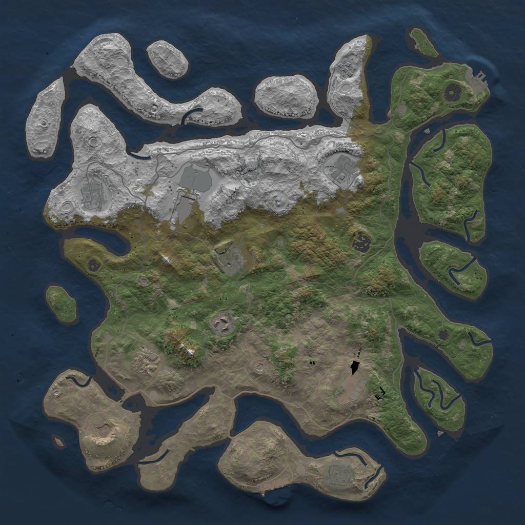 Rust Map: Procedural Map, Size: 4500, Seed: 71009, 19 Monuments