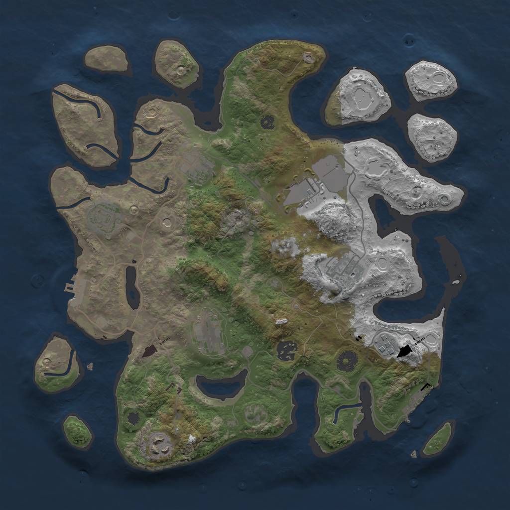 Rust Map: Procedural Map, Size: 3600, Seed: 26867025, 16 Monuments