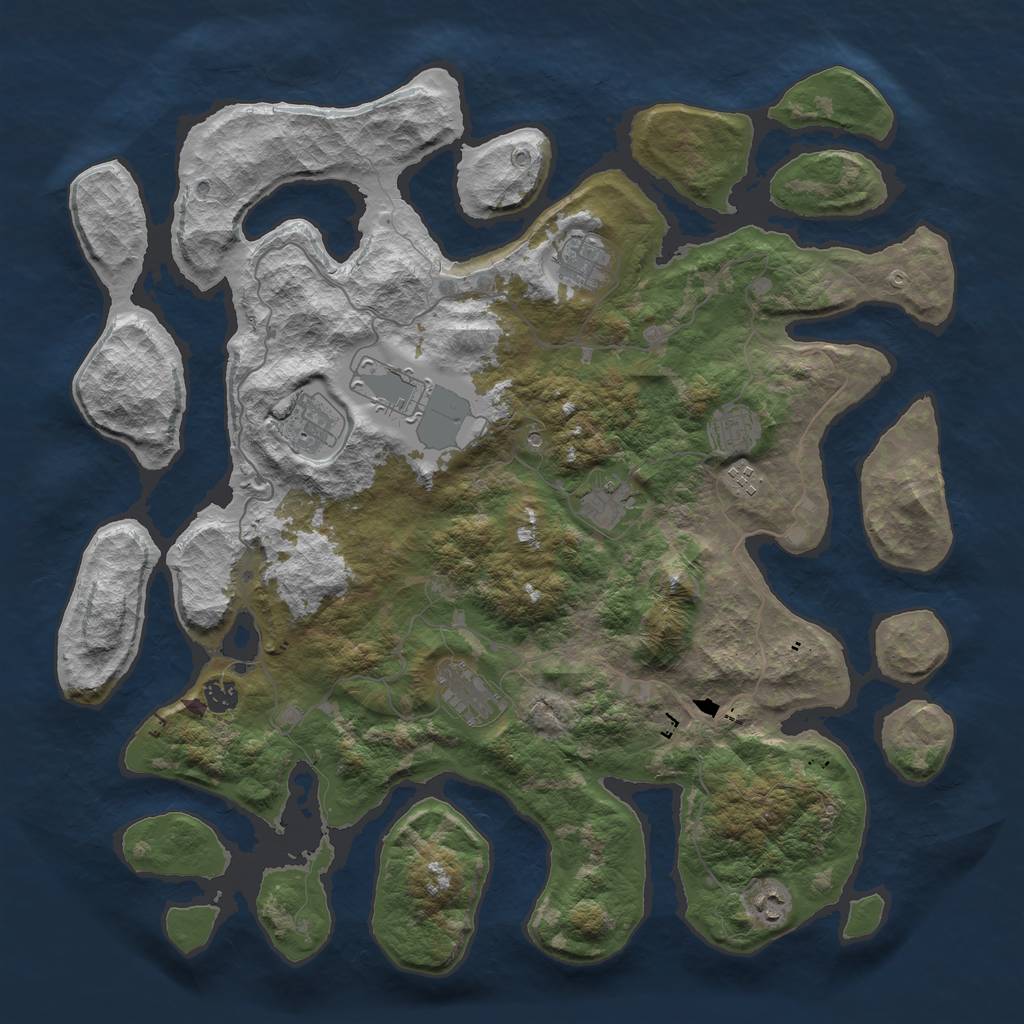 Rust Map: Barren, Size: 4500, Seed: 61009, 12 Monuments