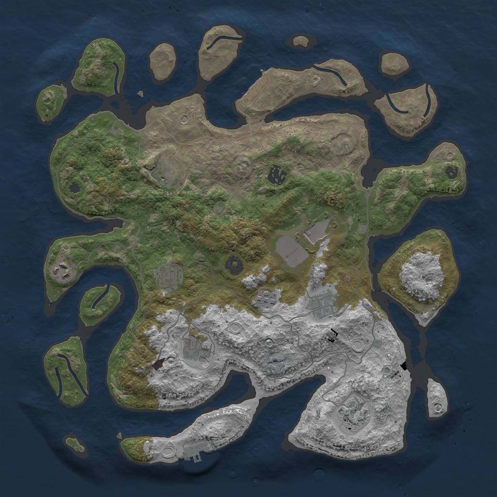 Rust Map: Procedural Map, Size: 4000, Seed: 423, 17 Monuments