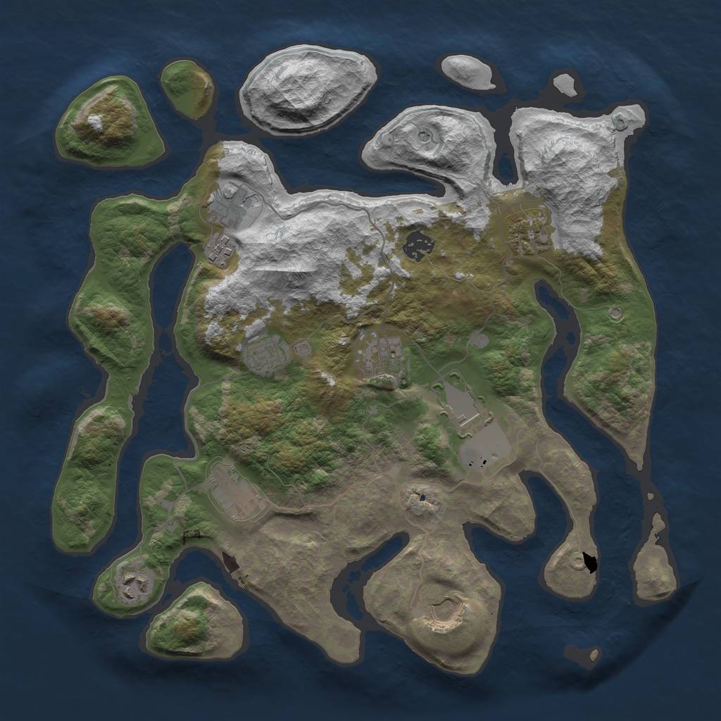 Rust Map: Barren, Size: 3750, Seed: 5579256, 13 Monuments