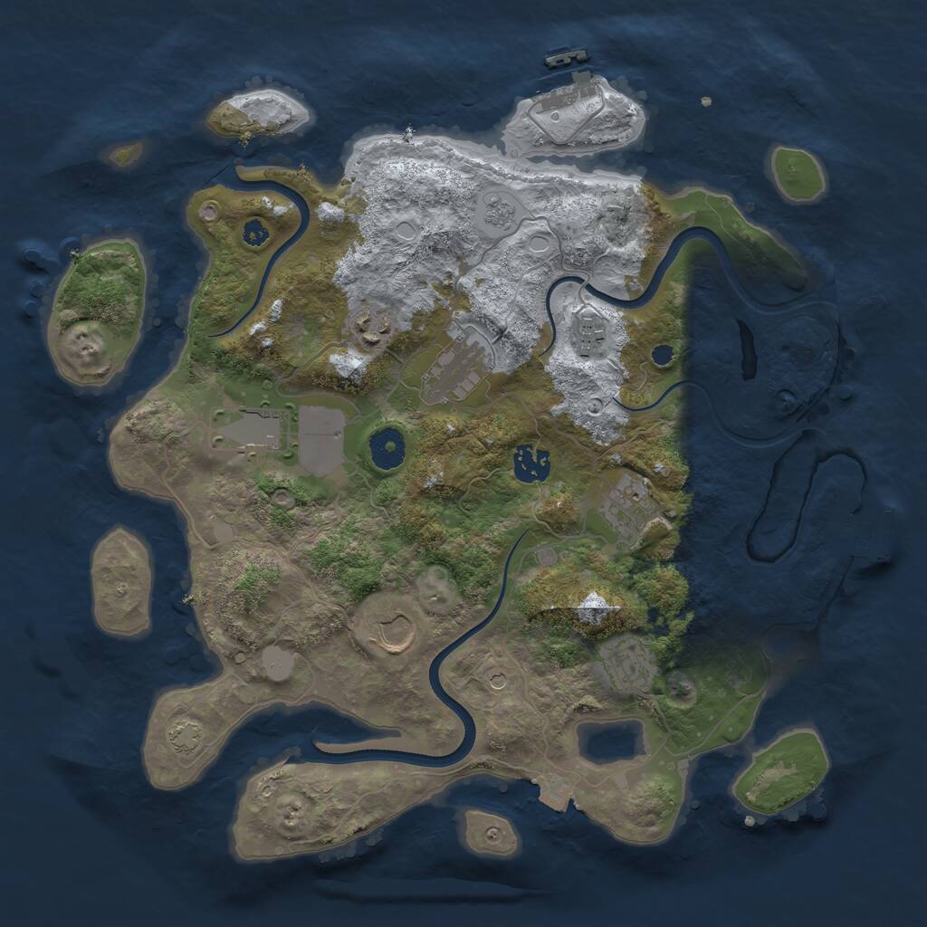 Rust Map: Procedural Map, Size: 3600, Seed: 402066368, 14 Monuments