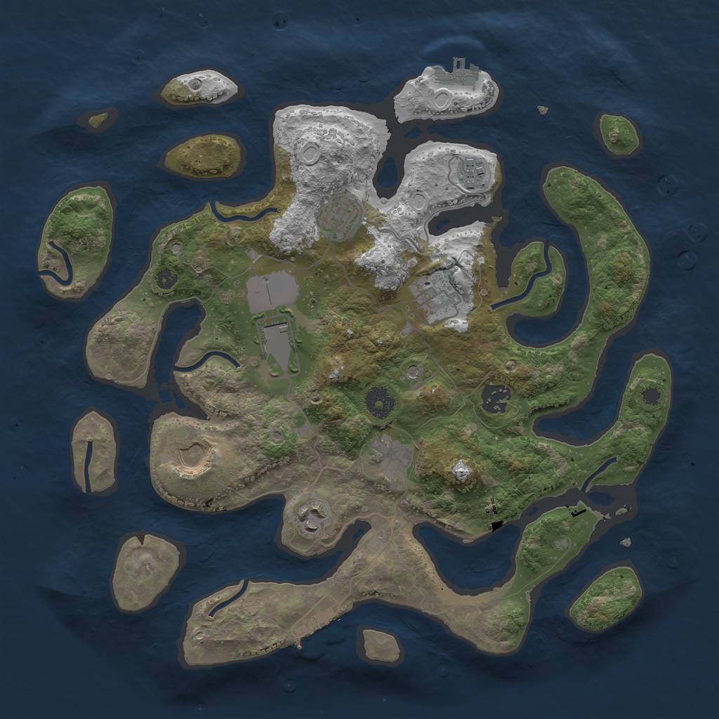 Rust Map: Procedural Map, Size: 3600, Seed: 402066368, 16 Monuments