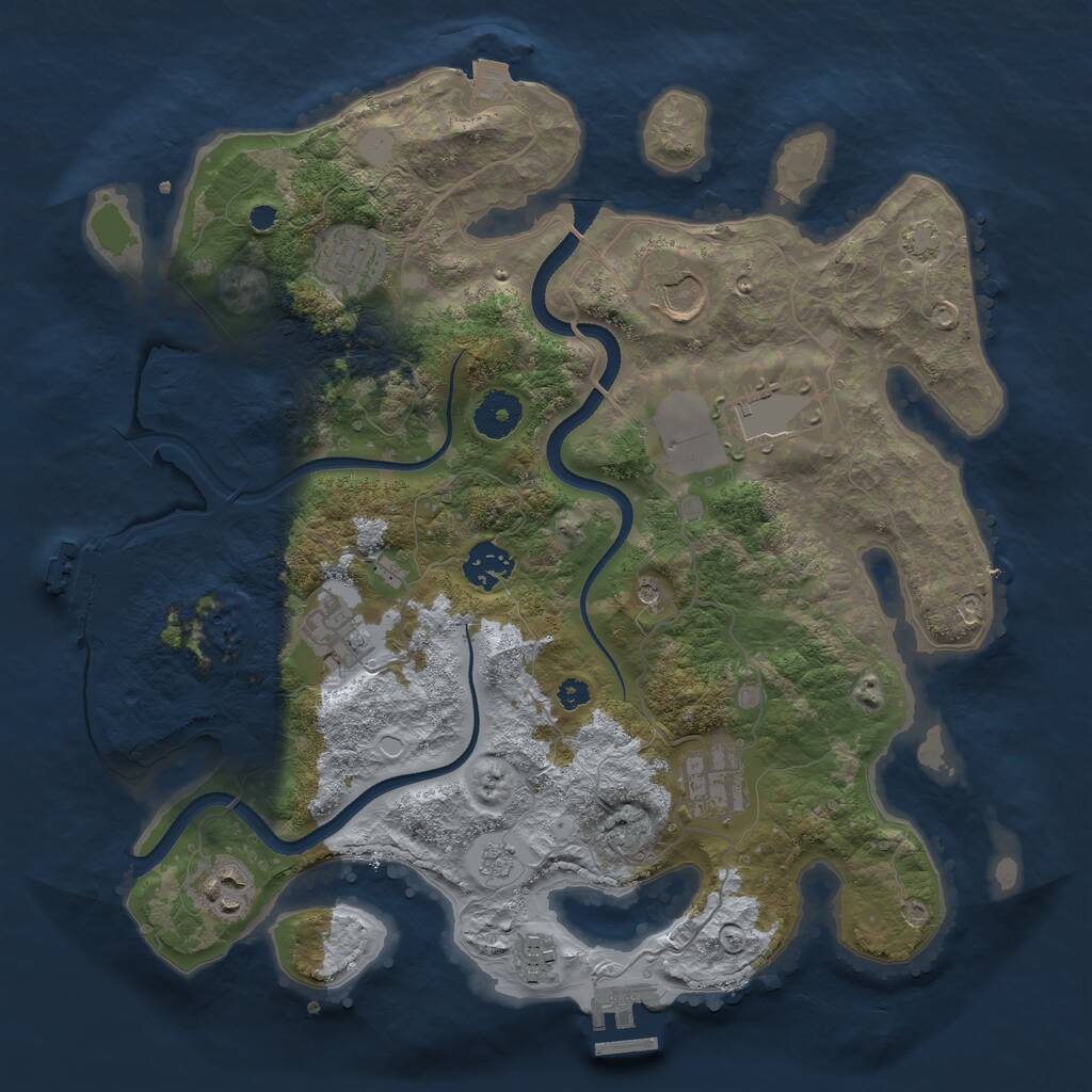 Rust Map: Procedural Map, Size: 3500, Seed: 90291280, 14 Monuments
