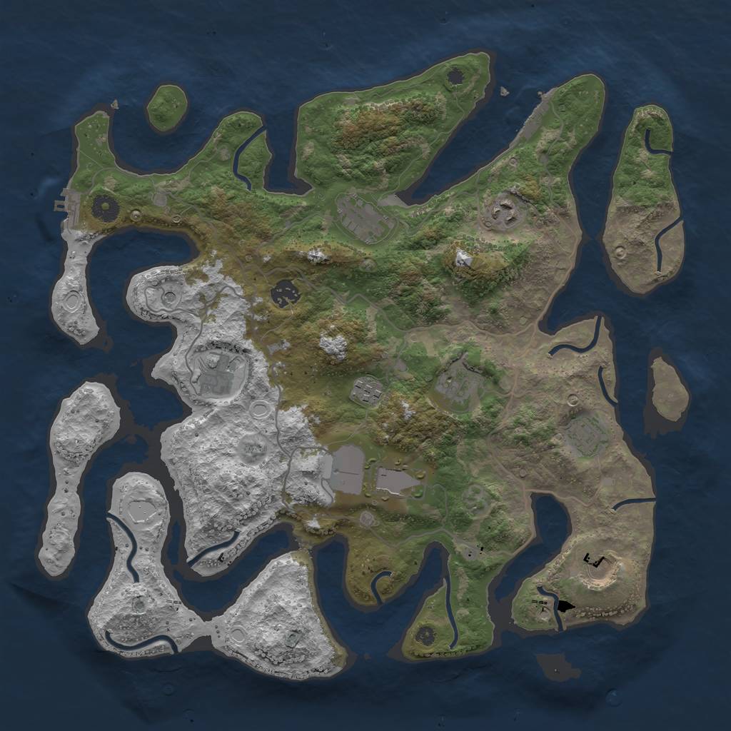 Rust Map: Procedural Map, Size: 4000, Seed: 2304451, 17 Monuments