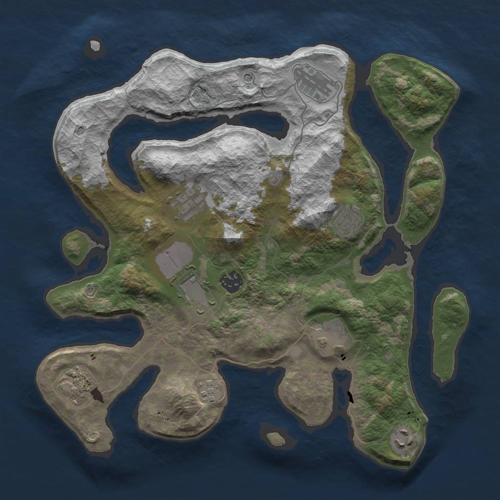 Rust Map: Barren, Size: 3500, Seed: 72264541, 12 Monuments