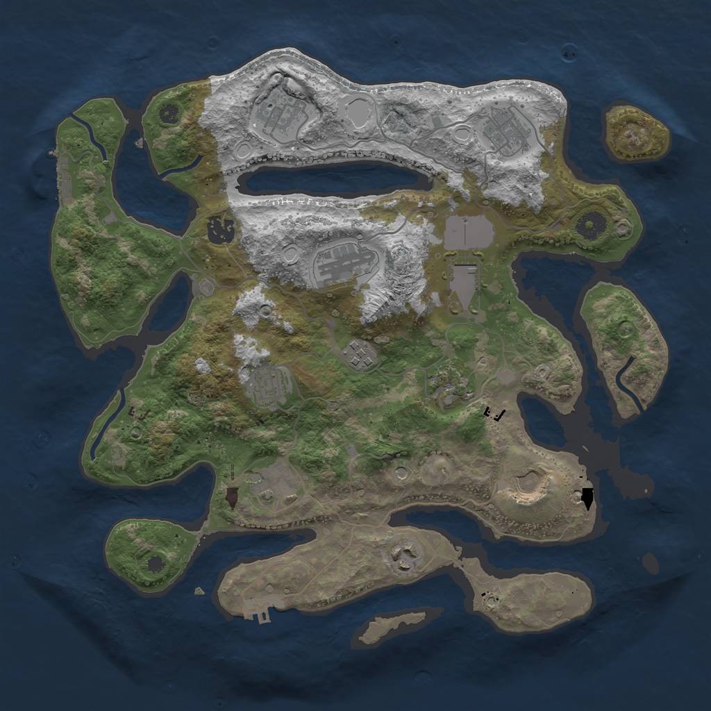 Rust Map: Procedural Map, Size: 3700, Seed: 1032639472, 19 Monuments