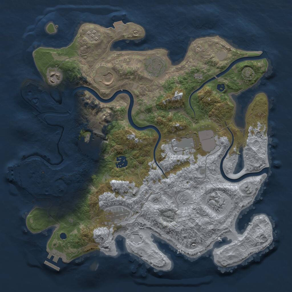 Rust Map: Procedural Map, Size: 3550, Seed: 1956609209, 15 Monuments