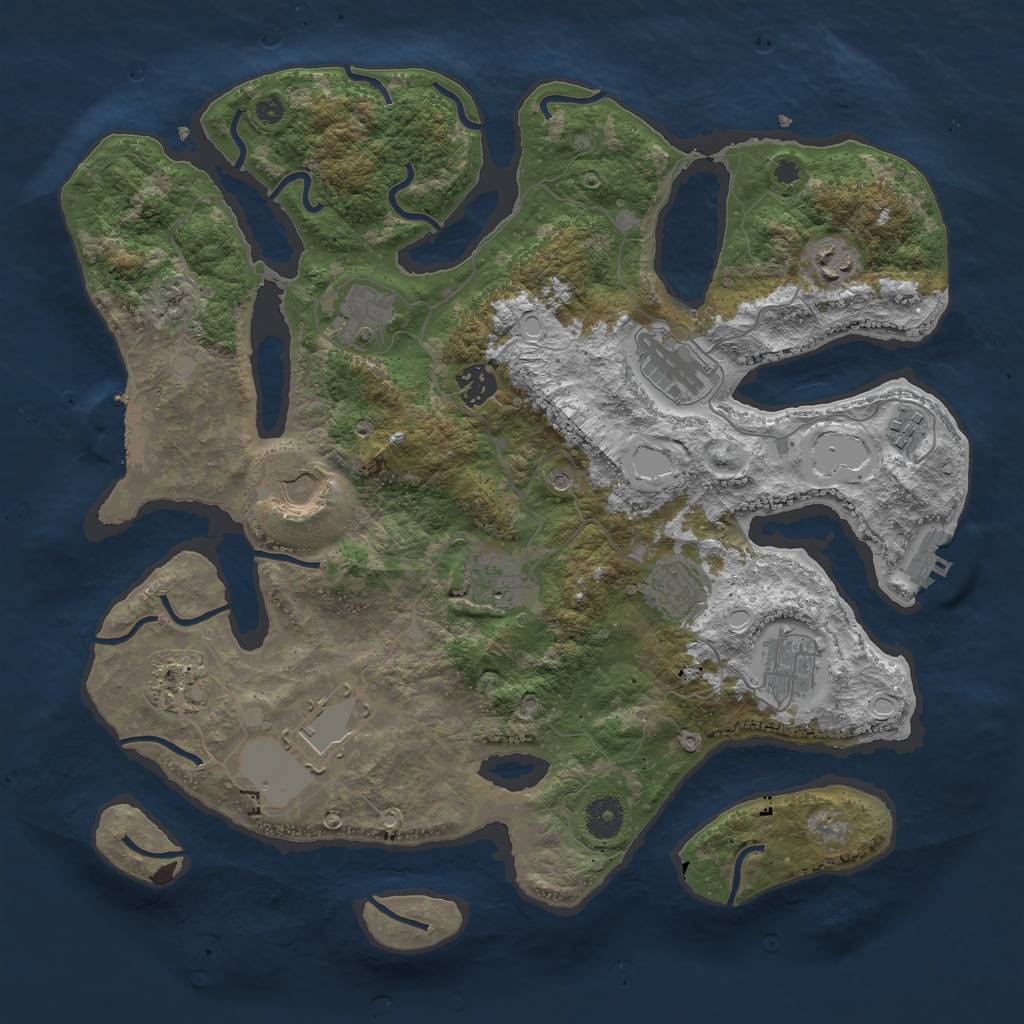 Rust Map: Procedural Map, Size: 3800, Seed: 2130757399, 19 Monuments