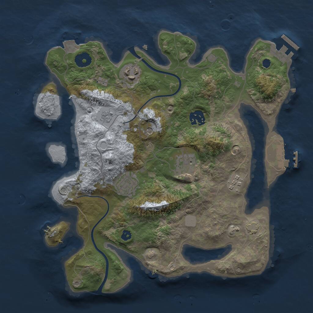 Rust Map: Procedural Map, Size: 3000, Seed: 125233, 11 Monuments