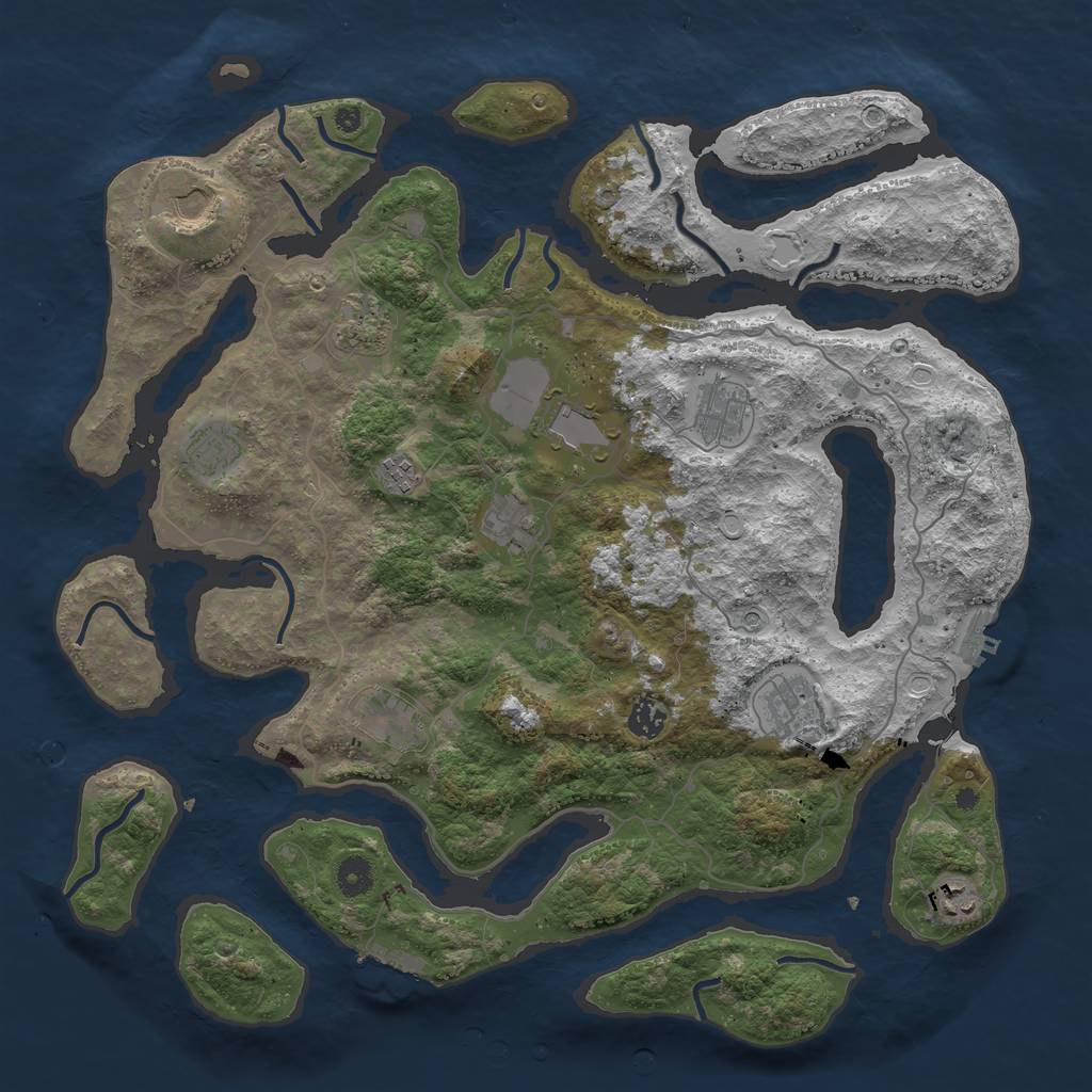Rust Map: Procedural Map, Size: 4300, Seed: 485772251, 19 Monuments