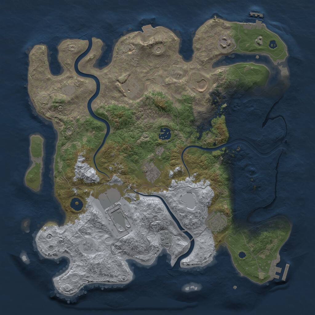 Rust Map: Procedural Map, Size: 3750, Seed: 10222696, 14 Monuments