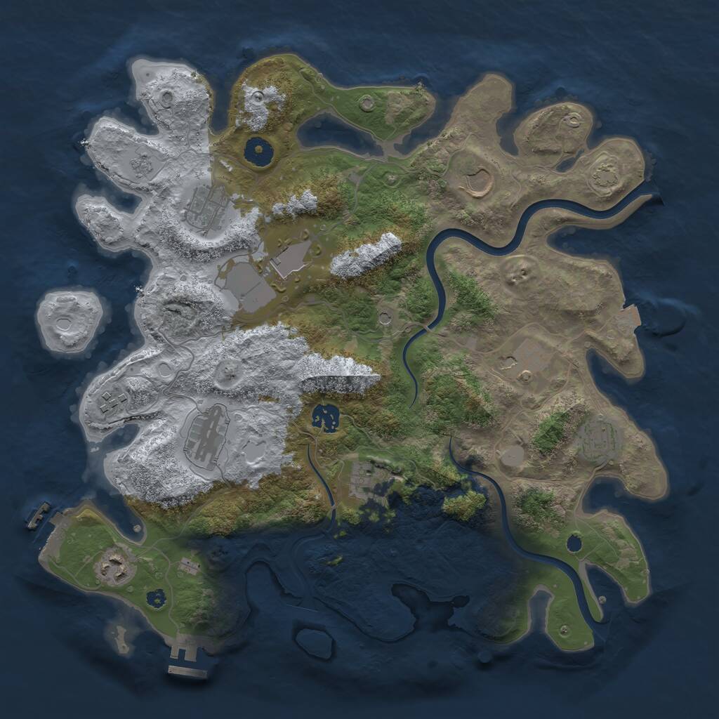 Rust Map: Procedural Map, Size: 3750, Seed: 45780824, 16 Monuments