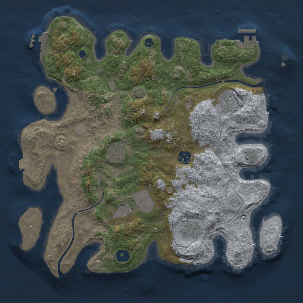 Rust Map: Procedural Map, Size: 3500, Seed: 251418, 12 Monuments