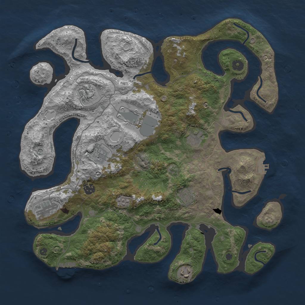 Rust Map: Procedural Map, Size: 4000, Seed: 555079588, 17 Monuments