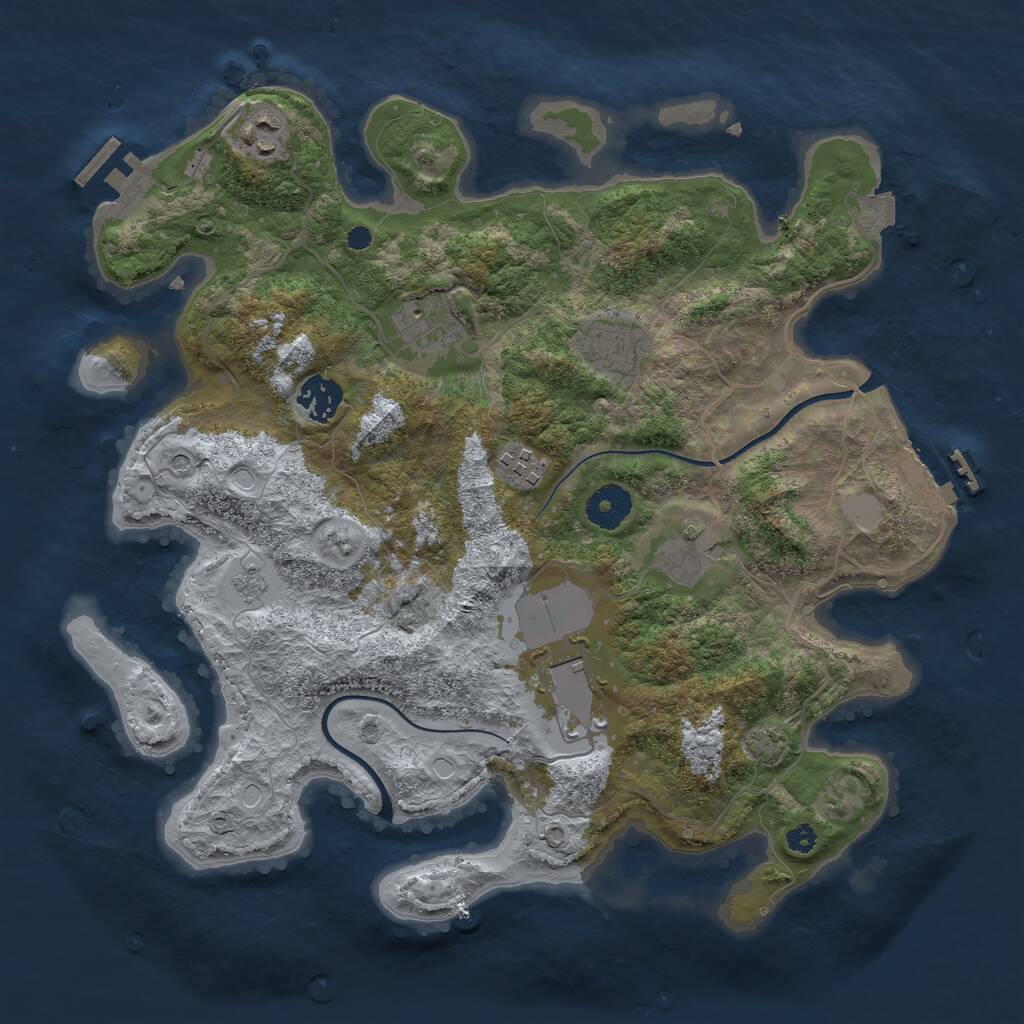 Rust Map: Procedural Map, Size: 3500, Seed: 53450, 13 Monuments