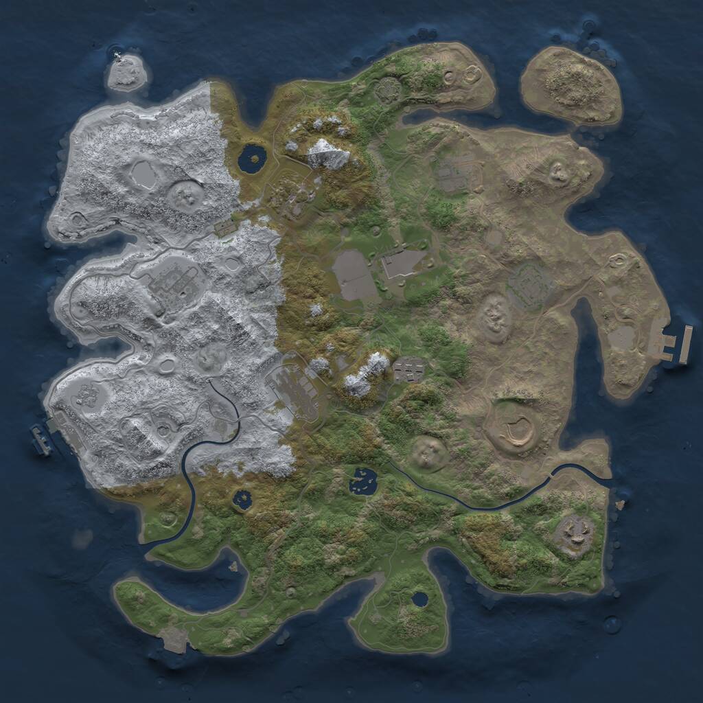 Rust Map: Procedural Map, Size: 3700, Seed: 2045037702, 16 Monuments