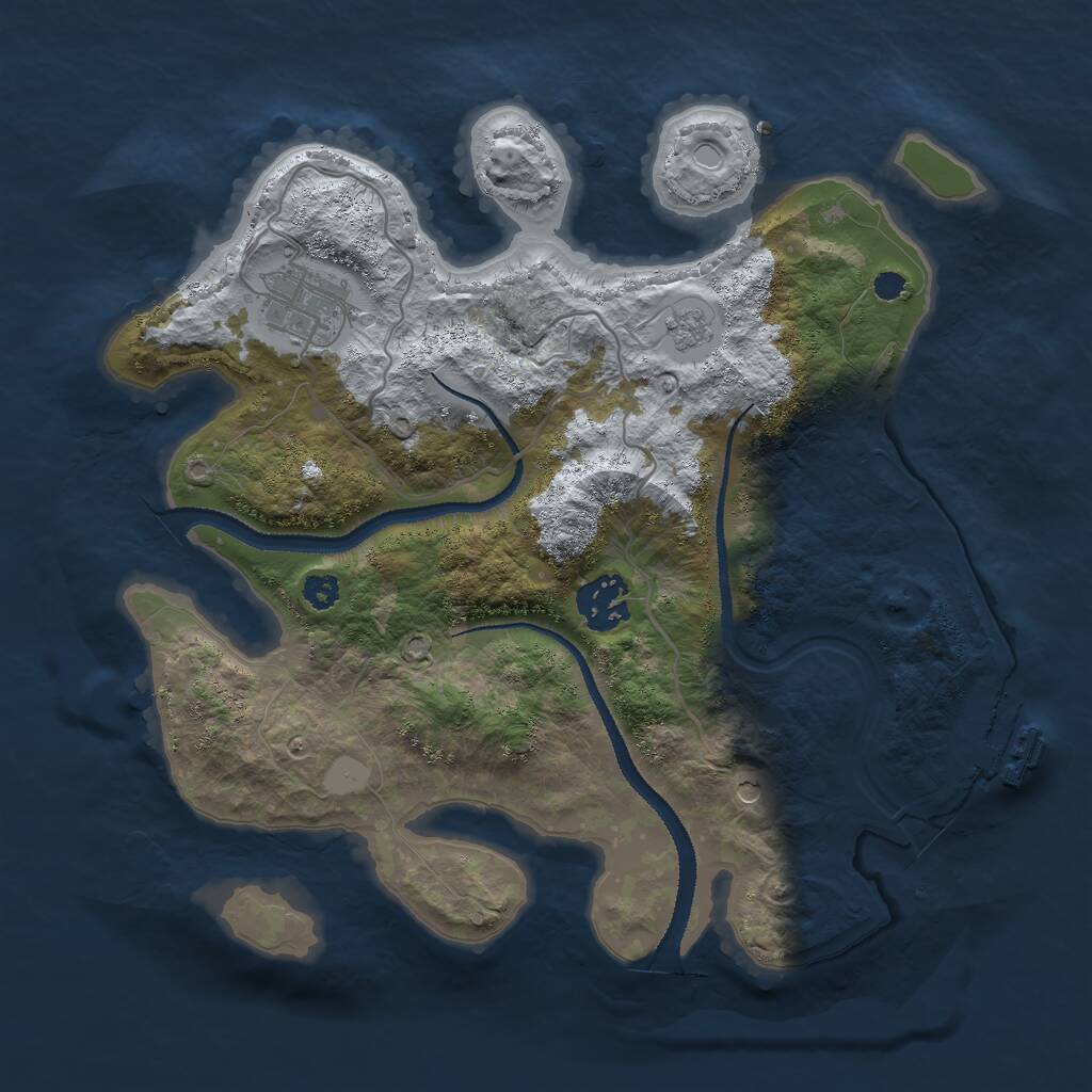 Rust Map: Procedural Map, Size: 3000, Seed: 57616563, 6 Monuments