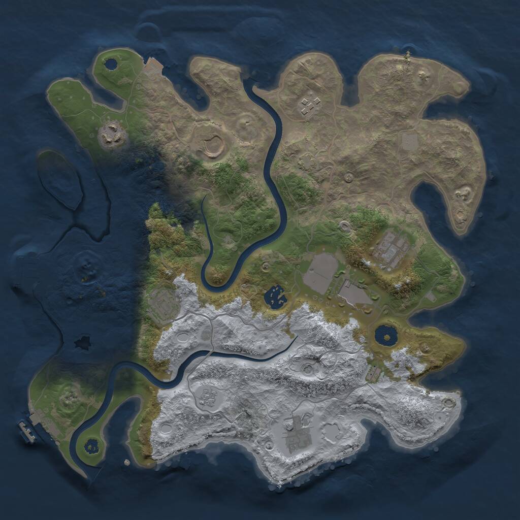 Rust Map: Procedural Map, Size: 3500, Seed: 617918949, 14 Monuments