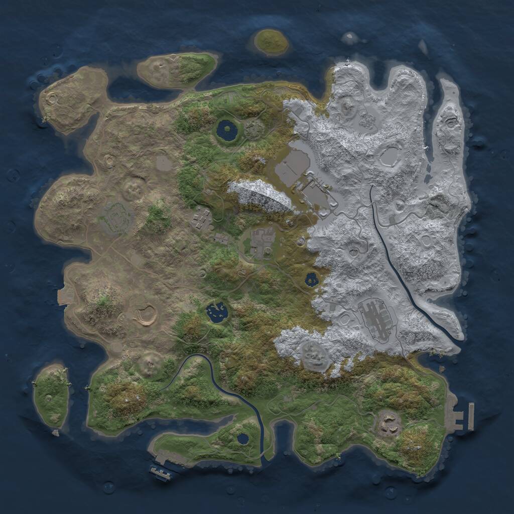 Rust Map: Procedural Map, Size: 3750, Seed: 622773586, 14 Monuments