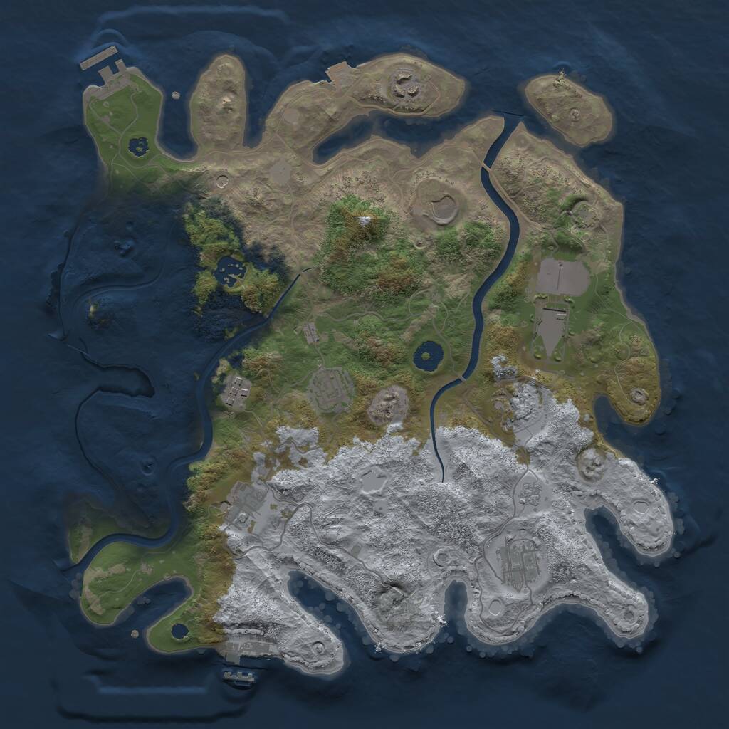 Rust Map: Procedural Map, Size: 3700, Seed: 596957037, 15 Monuments