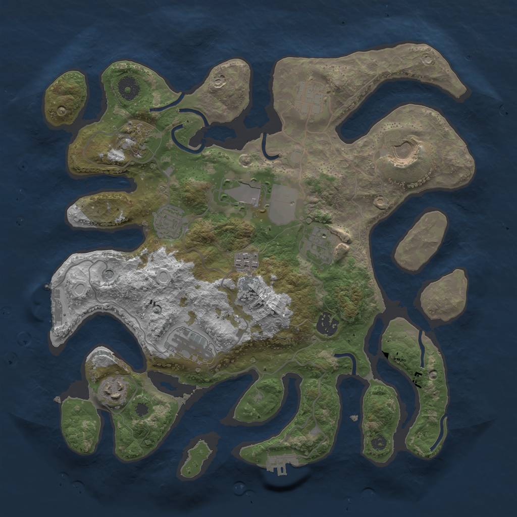 Rust Map: Procedural Map, Size: 3500, Seed: 616667481, 18 Monuments