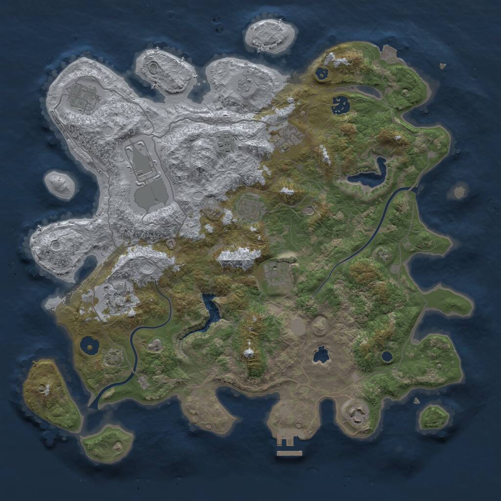 Rust Map: Procedural Map, Size: 4000, Seed: 1752117661, 14 Monuments
