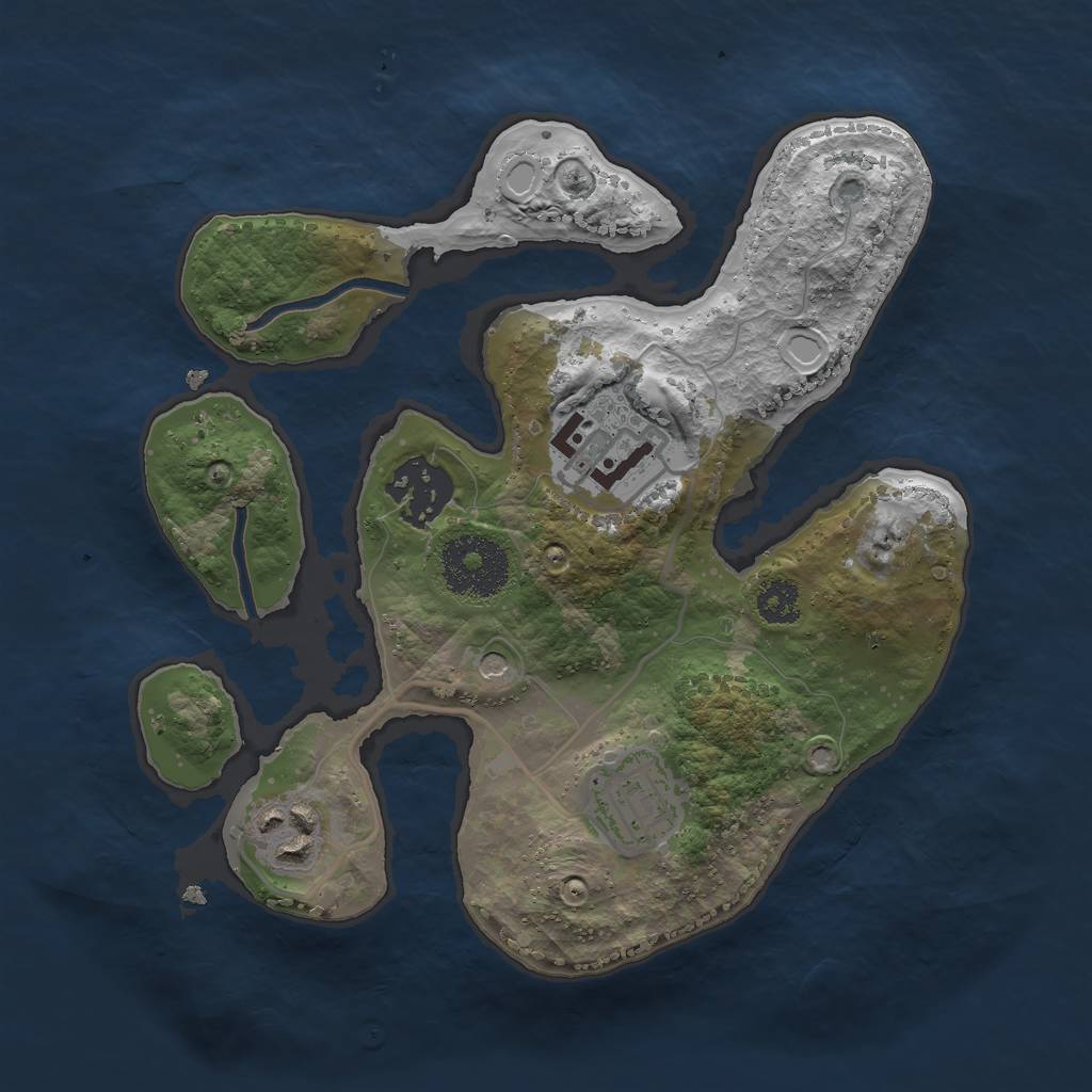 Rust Map: Procedural Map, Size: 2500, Seed: 8521, 10 Monuments