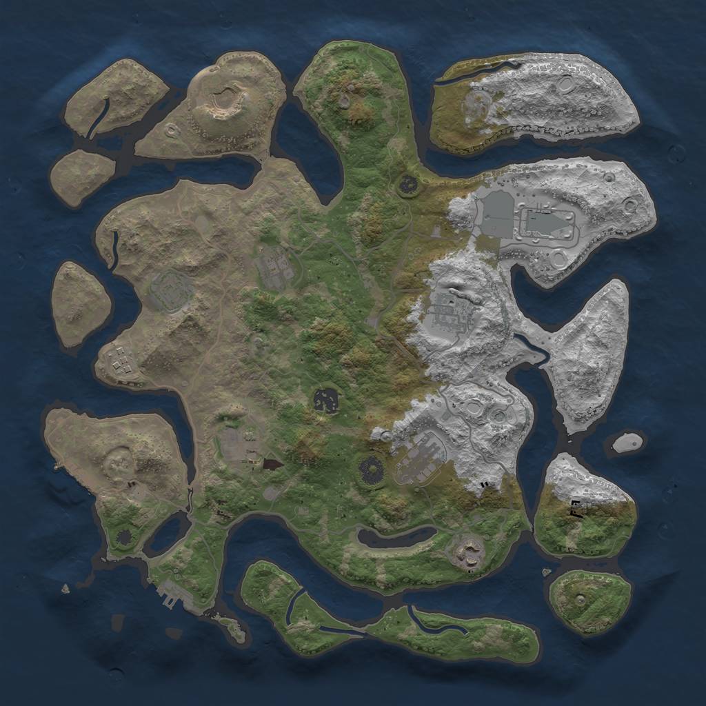 Rust Map: Procedural Map, Size: 4000, Seed: 32432421, 18 Monuments
