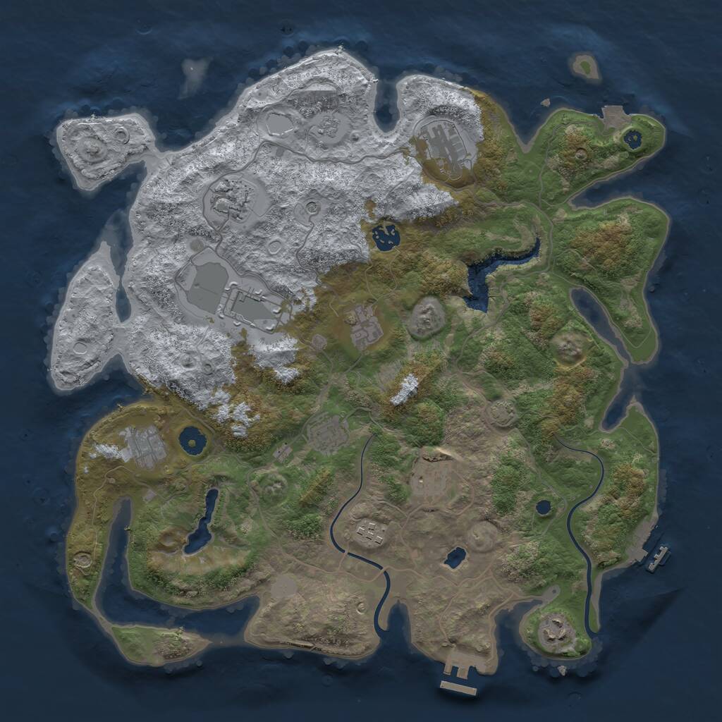 Rust Map: Procedural Map, Size: 4000, Seed: 17072, 16 Monuments
