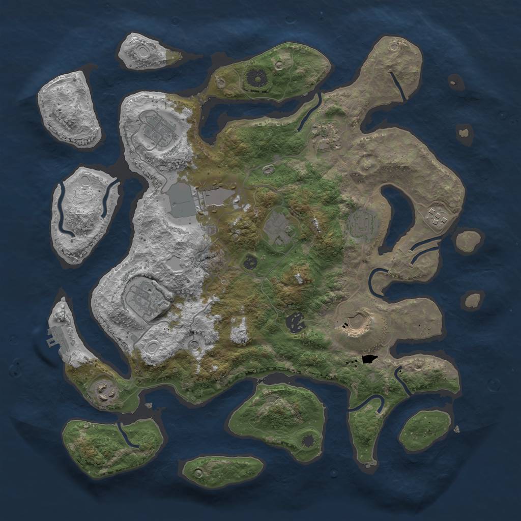 Rust Map: Procedural Map, Size: 3875, Seed: 2069094104, 17 Monuments
