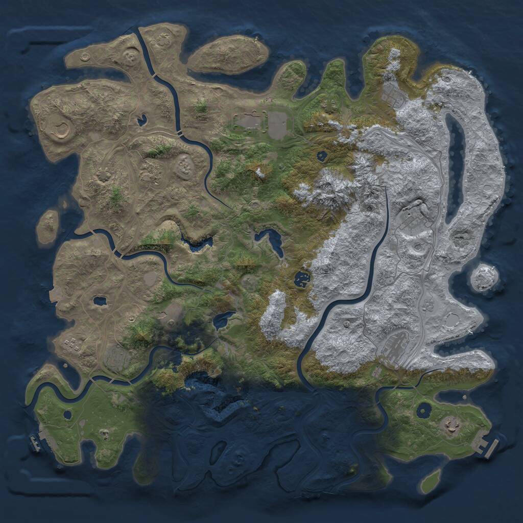 Rust Map: Procedural Map, Size: 5000, Seed: 548923, 17 Monuments