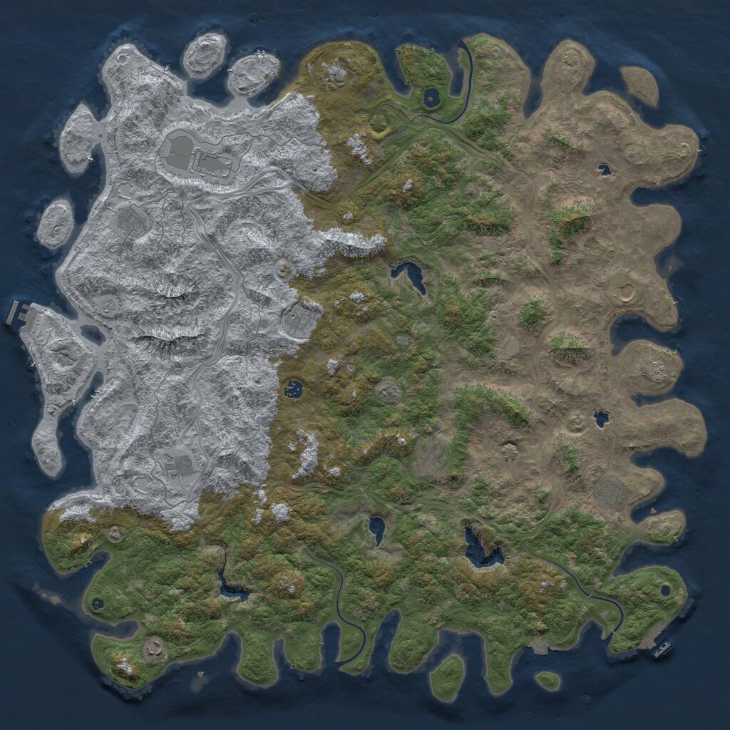 Rust Map: Procedural Map, Size: 6000, Seed: 232125651, 17 Monuments