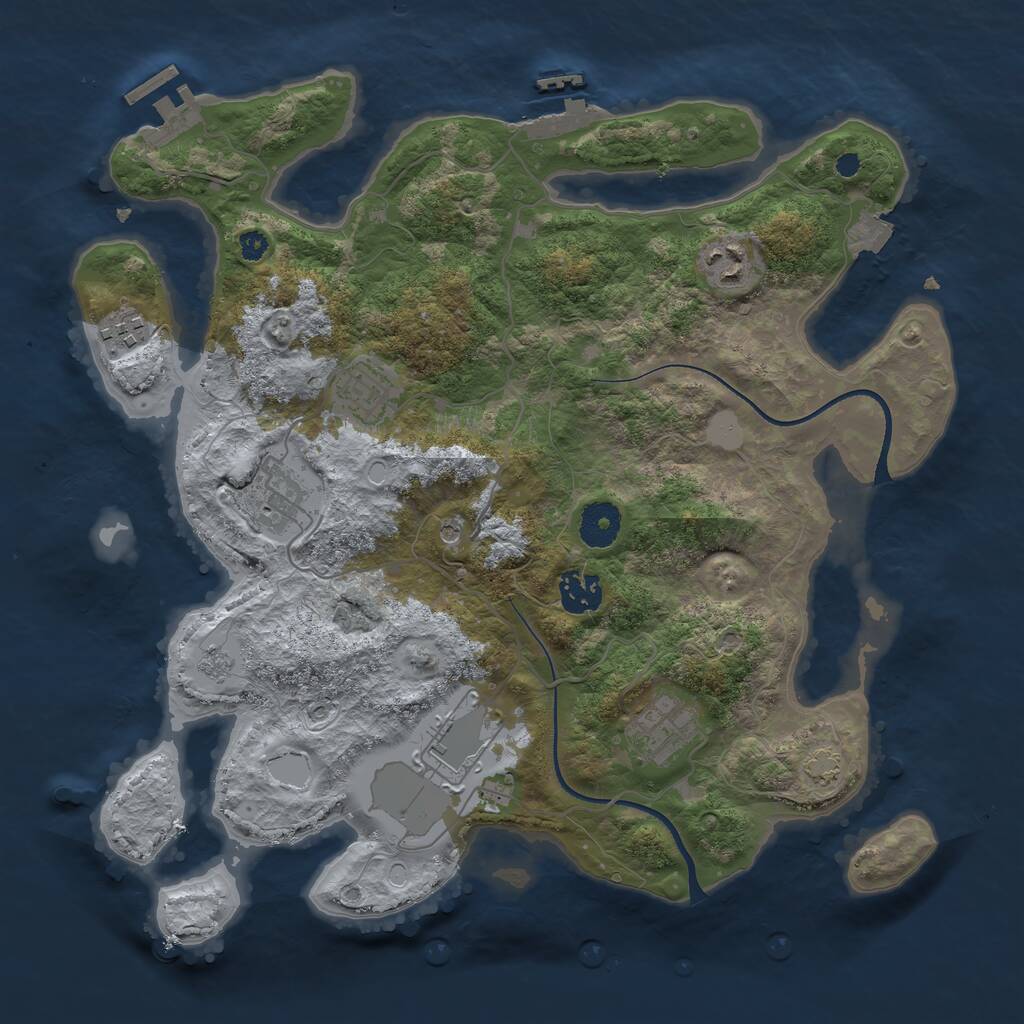 Rust Map: Procedural Map, Size: 3500, Seed: 5595455, 13 Monuments