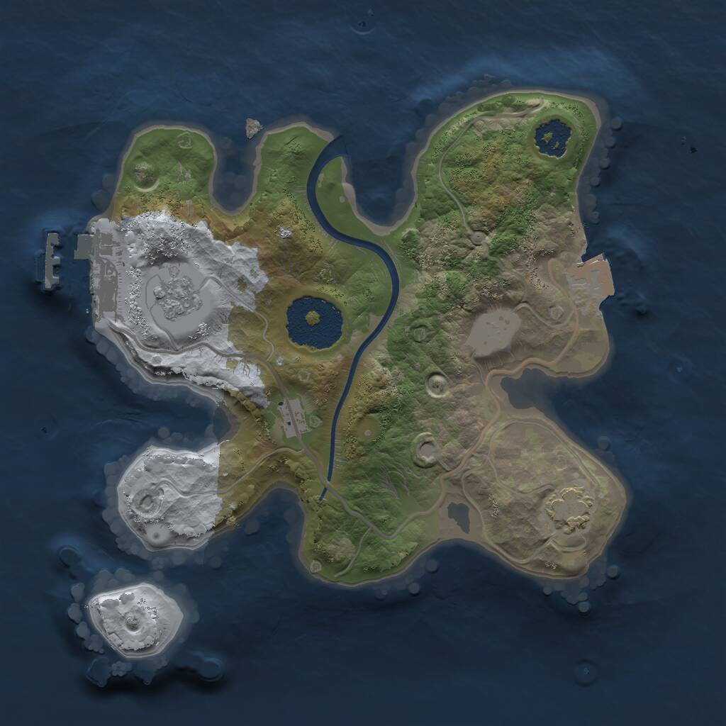 Rust Map: Procedural Map, Size: 2000, Seed: 3423, 4 Monuments