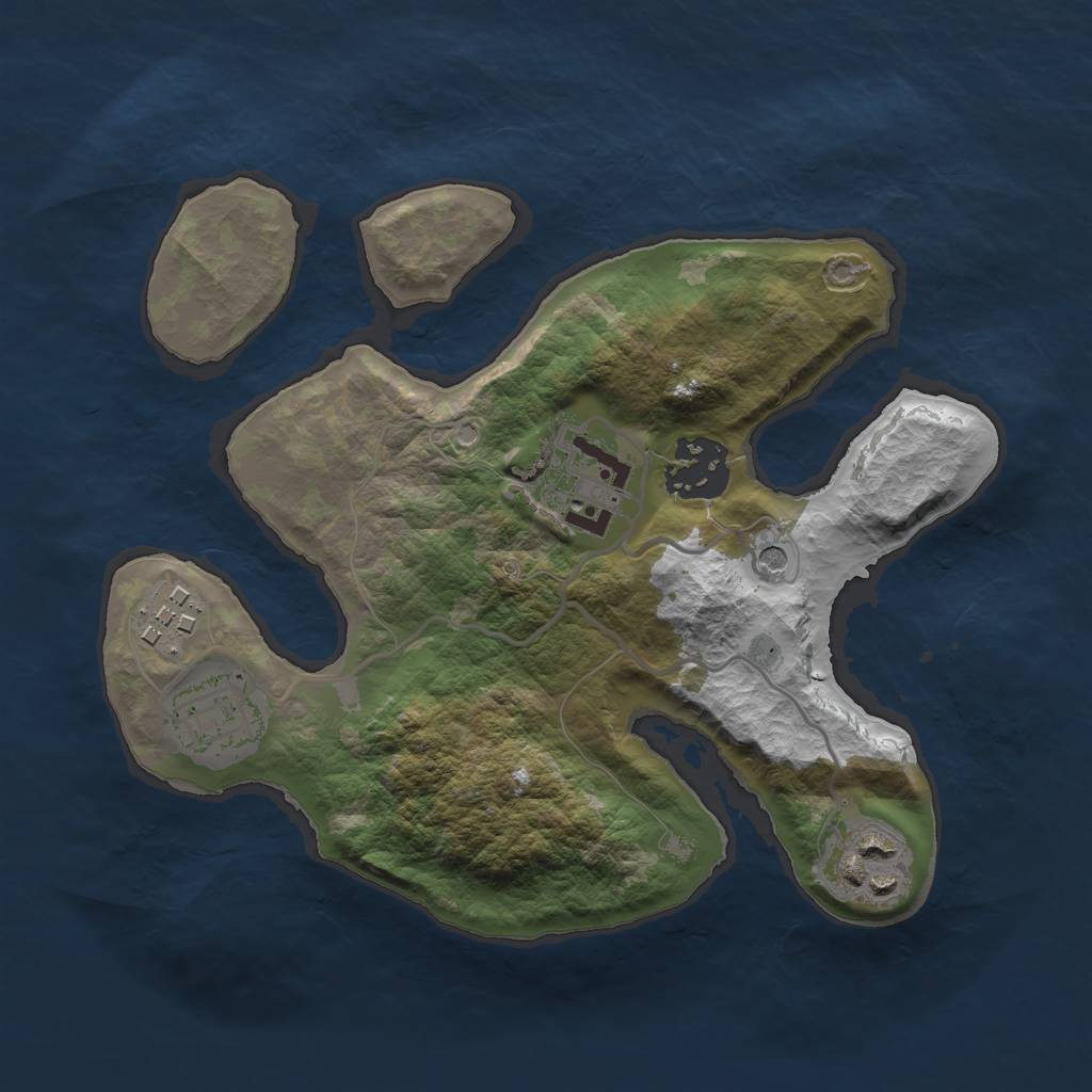 Rust Map: Barren, Size: 2500, Seed: 50500, 8 Monuments