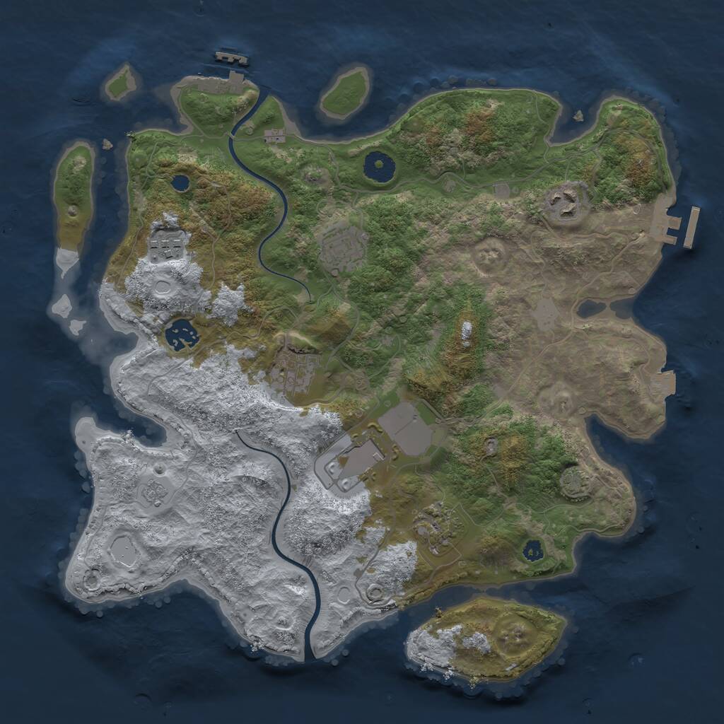 Rust Map: Procedural Map, Size: 3500, Seed: 1100371262, 12 Monuments