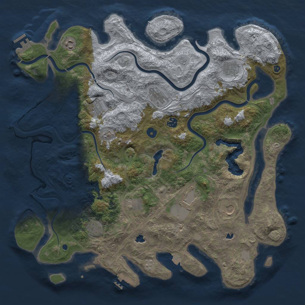 Rust Map: Procedural Map, Size: 4500, Seed: 2742, 16 Monuments