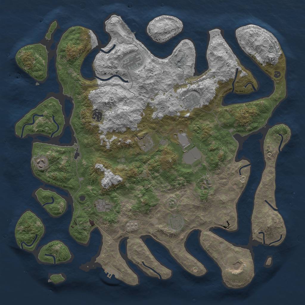 Rust Map: Procedural Map, Size: 4500, Seed: 2742, 19 Monuments