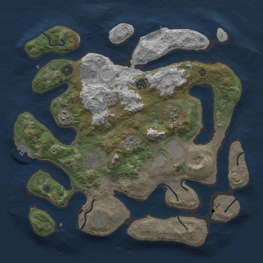 Rust Map: Procedural Map, Size: 3700, Seed: 618024428, 17 Monuments