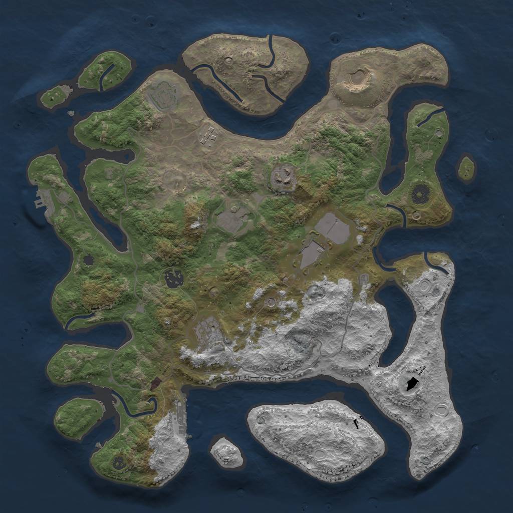 Rust Map: Procedural Map, Size: 4000, Seed: 107540425, 16 Monuments