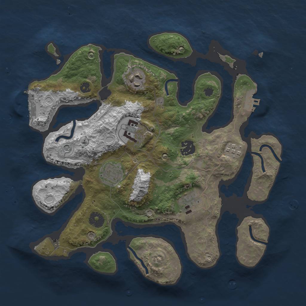 Rust Map: Procedural Map, Size: 3000, Seed: 1096566532, 14 Monuments