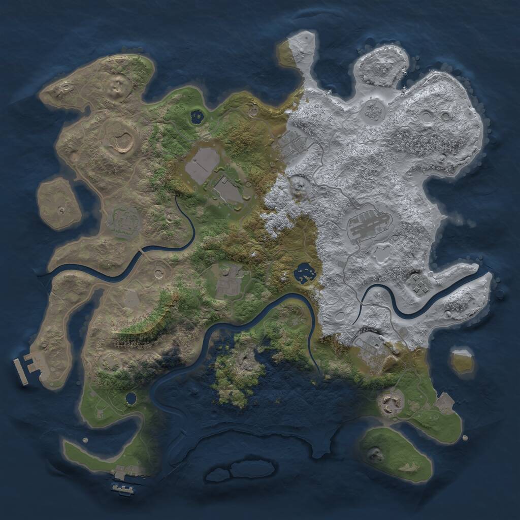 Rust Map: Procedural Map, Size: 3800, Seed: 93169196, 16 Monuments