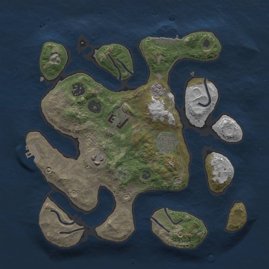 Rust Map: Procedural Map, Size: 3000, Seed: 31801, 12 Monuments